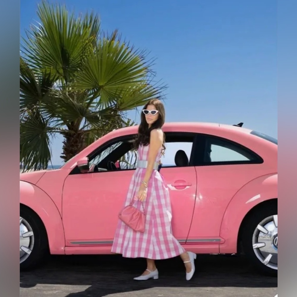 NWT Zara X Barbie Pink Gingham Midi Dress